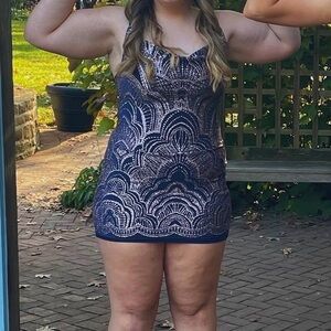 Short Navy and Silver Dress